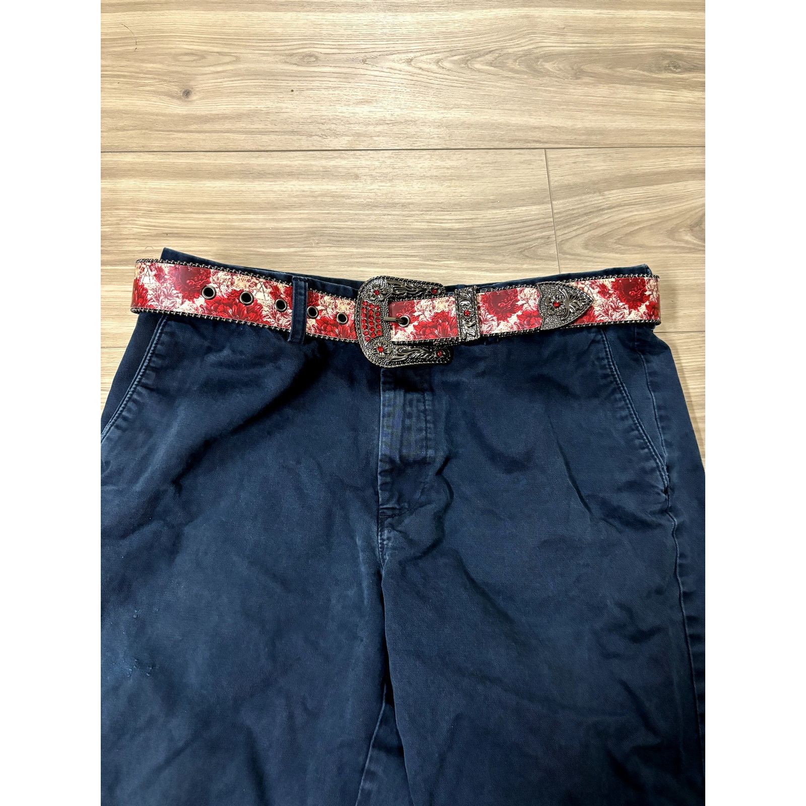 Japanese Brand × Vintage E5 - Ruby Floral Rhinestone Belt Size 30 - 4 Thumbnail