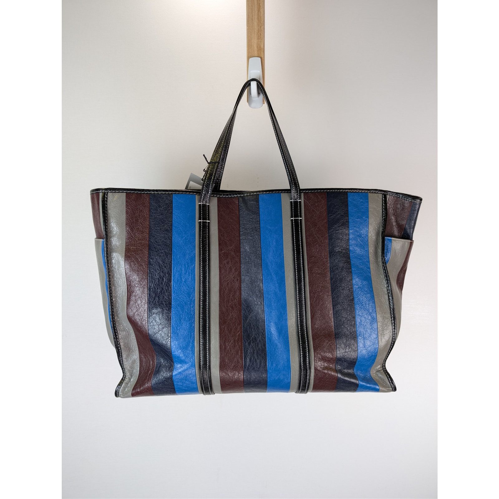 Balenciaga o1rshd1 Striped Arena Lamb PA Shatelet Carry All Tote Bag Size ONE SIZE - 10 Thumbnail
