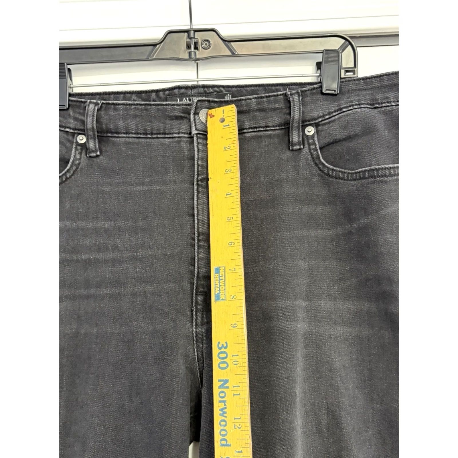 Ralph Lauren Lauren Ralph Lauren Jeans Womens 18 Black Straight High Rise Denim Pants 5-Pocket Logo Zipper Button Stretch Classic Plus Size Type Jeans Girls Womens Size 40" / US 18 - 5 Thumbnail