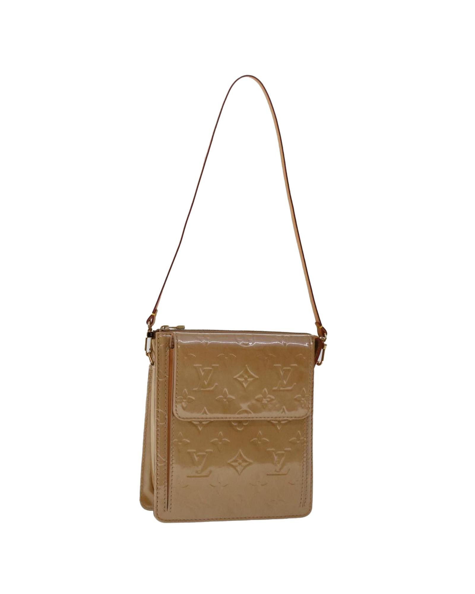 image of Louis Vuitton Patent Leather Motto Pouch in Noisette, Women's