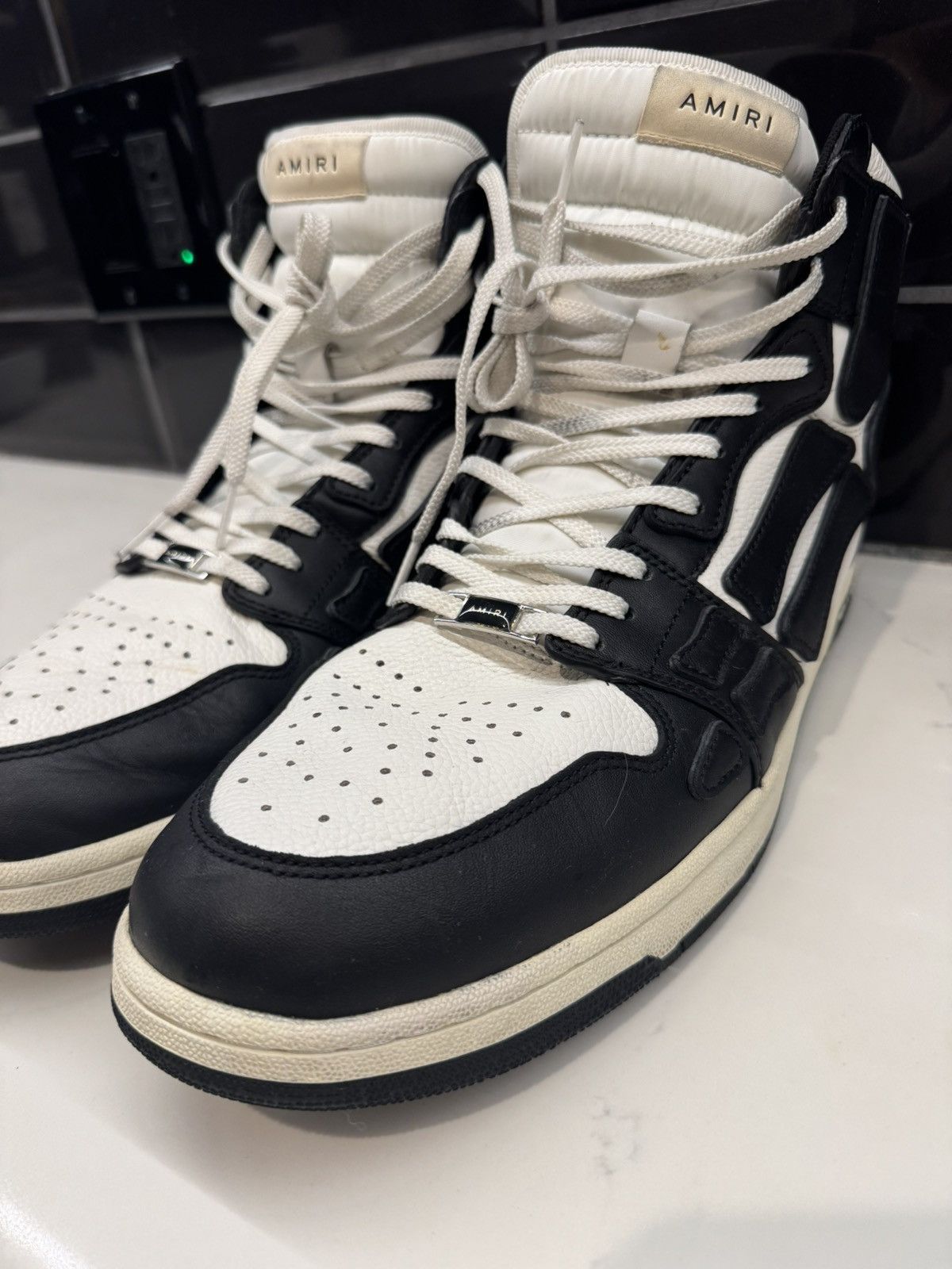 Amiri AMIRI Skel Top High Sneakers Black/White – Size 14 Size US 14 / EU 47 - 16 Thumbnail
