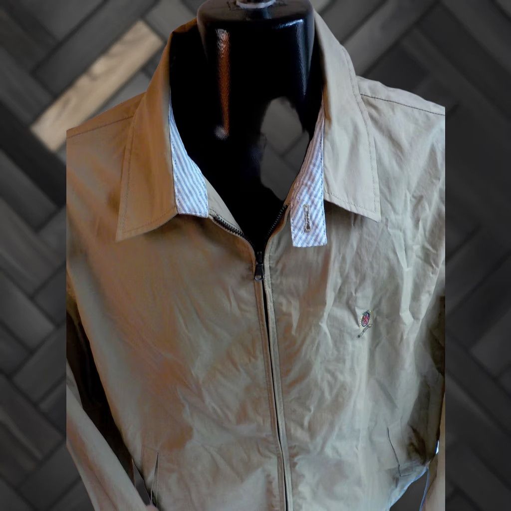 Tommy Hilfiger TOMMY HILFIGER Zipper Front Jacket Khaki 100% Cotton Crest on Chest SZ XL Mens Windbreaker Size US XL / EU 56 / 4 - 1 Thumbnail