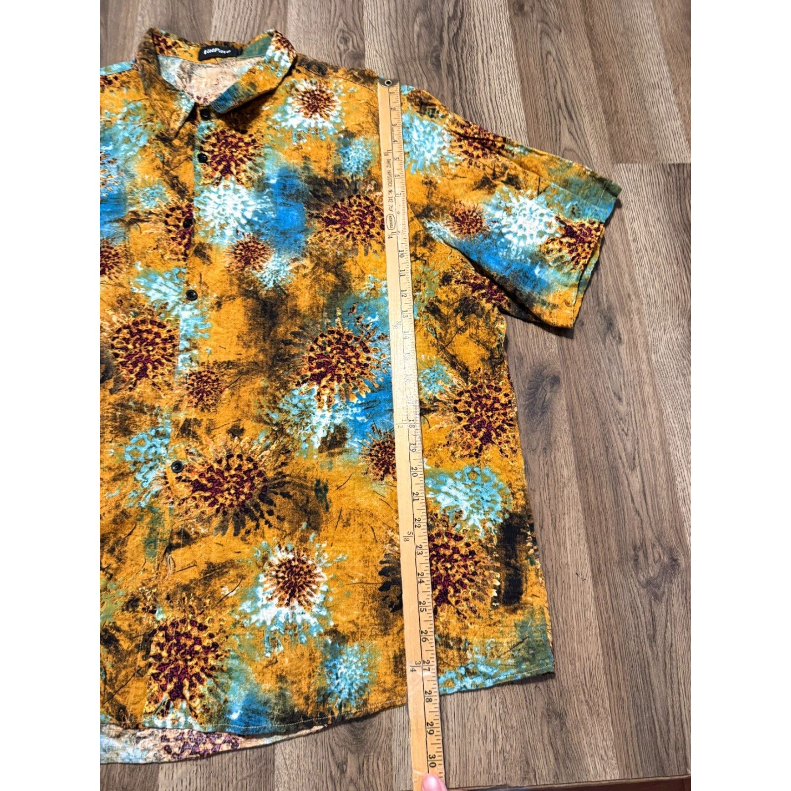 Sunflower VatPave Shirts Men 3XL Yellow Blue Sunflower Short Sleeve Button Up Shirt Size US XXL / EU 58 / 5 - 6 Thumbnail