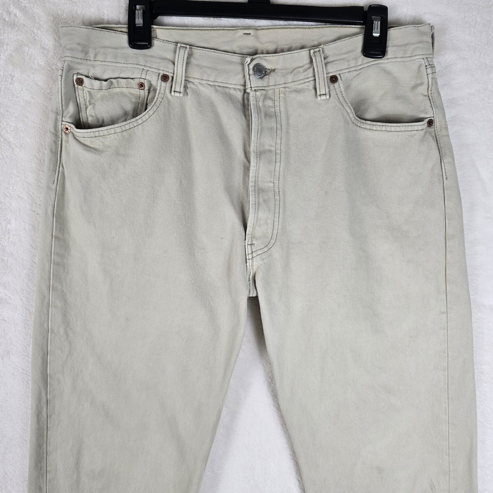 Levi's Vintage Levis 501 Mens 36x32 Beige 34x30 USA Made 90s 1998 Size US 34 / EU 50 - 3 Thumbnail