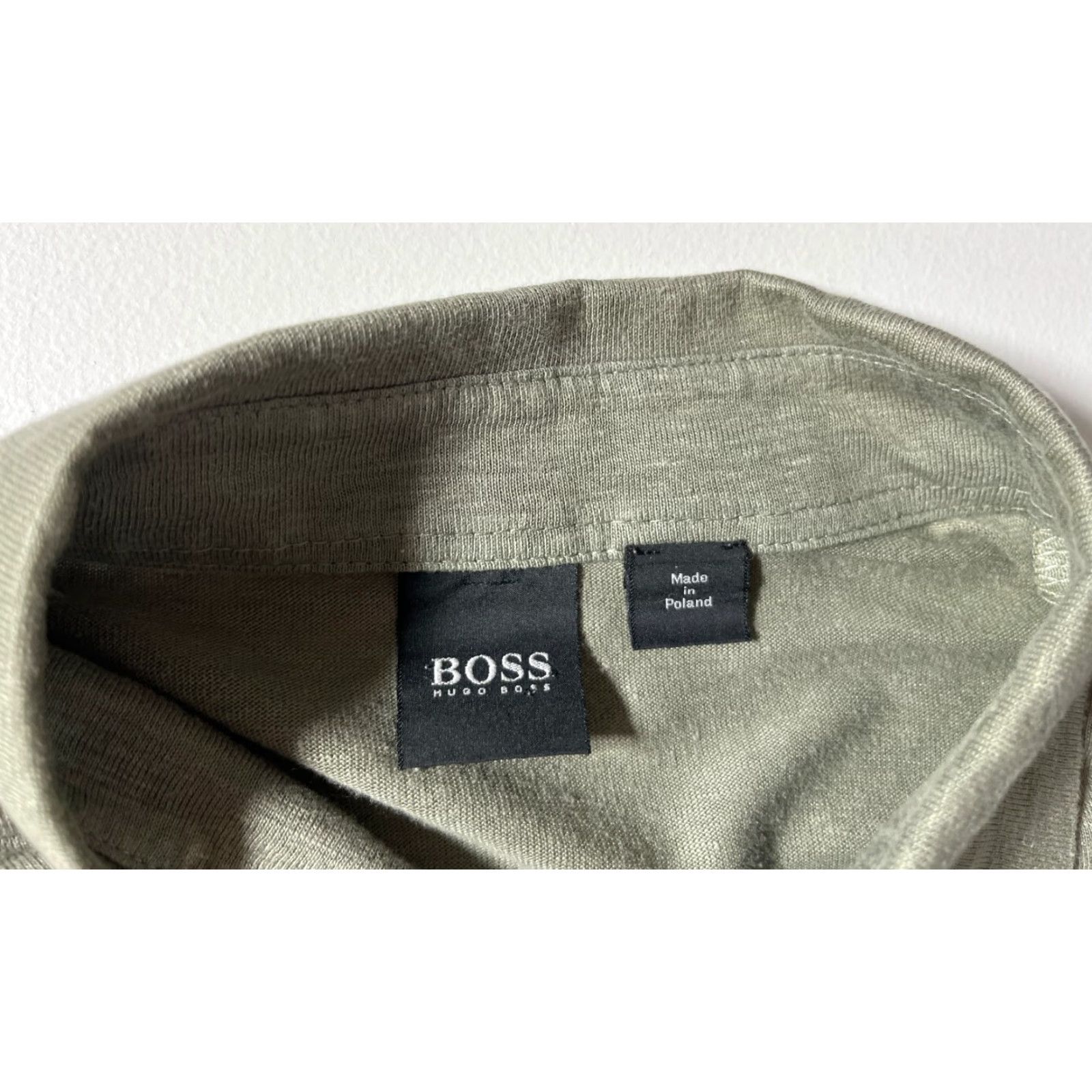 Hugo Boss HUGO BOSS Shirt Button-Up Short Sleeve Linen Sage Green XL L Men’s Regular Size Size US L / EU 52-54 / 3 - 3 Thumbnail