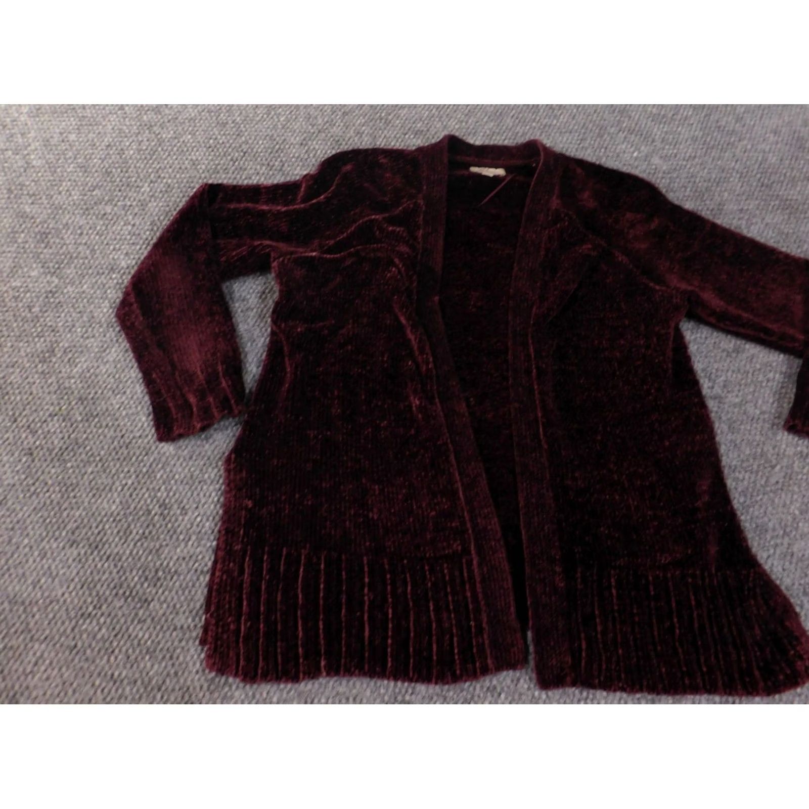 Loft LOFT Cardigan Sweater Purple Petite Medium Womens Mock Neck Long Sleeve Open Button Knit Polyester Regular 3-Button Size M / US 6-8 / IT 42-44 - 3 Thumbnail