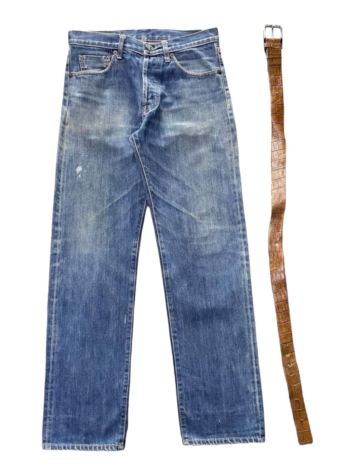LVC × Levi's × Vintage Vtg 90s Levi’s 501 0657 Big E Selvedge Jeans & Leather Belt Size US 30 / EU 46 - 3 Thumbnail