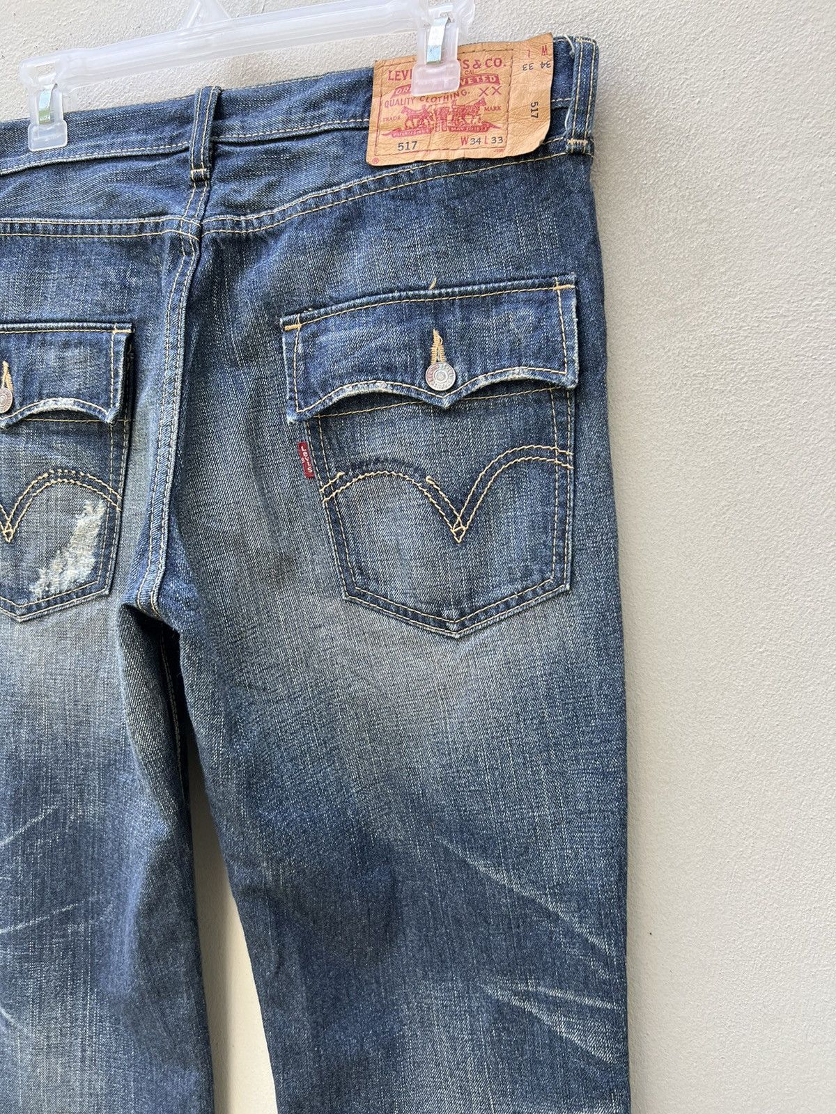 Levi's Vintage 2006 Levi’s 517 Distress Fade Denim Flap Flare Jeans Size US 34 / EU 50 - 18 Thumbnail