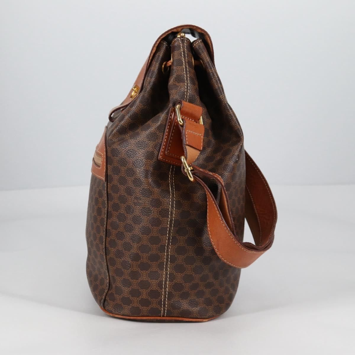 Celine CELINE Macadam Canvas Shoulder Bag Pvc Leather Brown Gold Size ONE SIZE - 4 Thumbnail