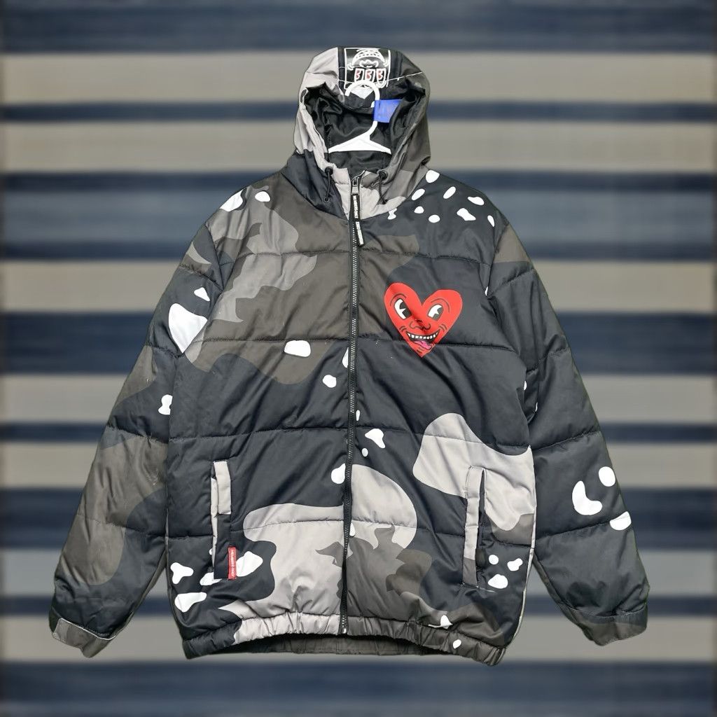 Members Only Keith Haring X Members Only Puffer Jacket Mens Small Camo Heart Collaboration - Mens Puffer Jacket - Jacket - Black - Camouflage - 90s Theme Size US S / EU 44-46 / 1 - 1 Thumbnail