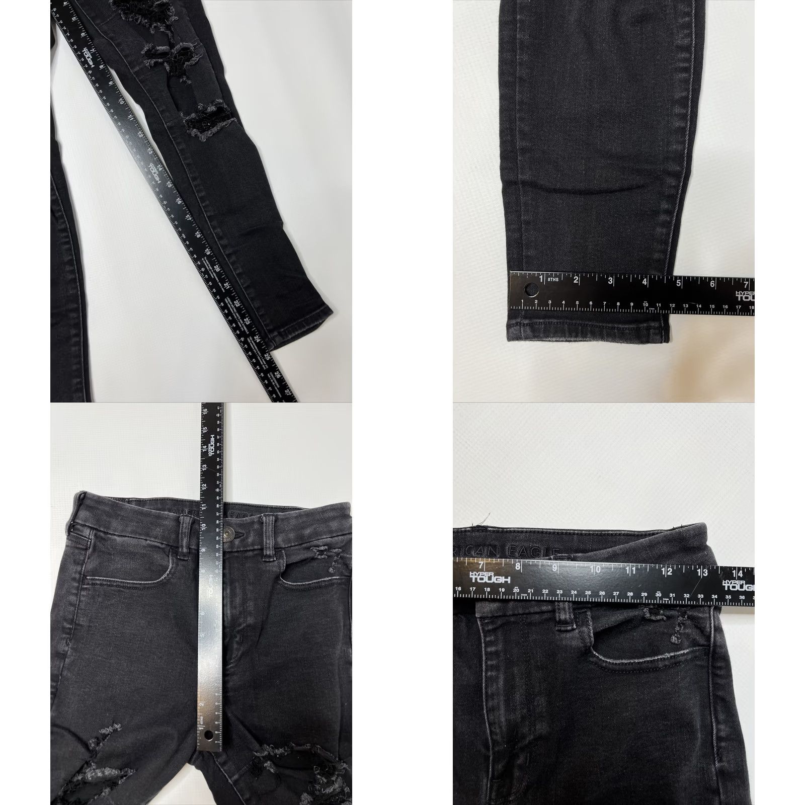 American Eagle Outfitters AEO American Eagle Jeans Size 8 Short Black Jegging Hi-Rise Skinny Distressed 5-Pocket Womens - Petites, Comfort, 4.25" Leg Opening Size 30" / US 8 / IT 44 - 8 Thumbnail