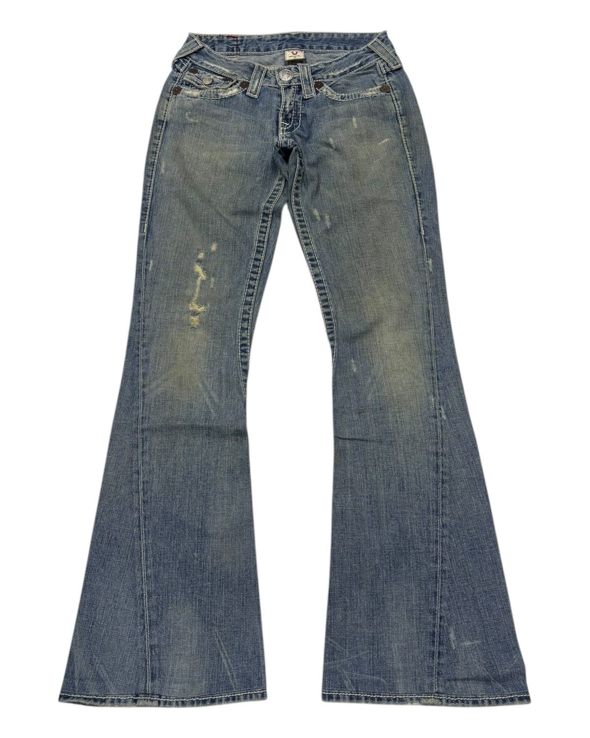 True Religion Flare Jeans True Religion Joey Big T Bootcut Distressed Jean Size 26" / US 2 / IT 38 - 1 Thumbnail