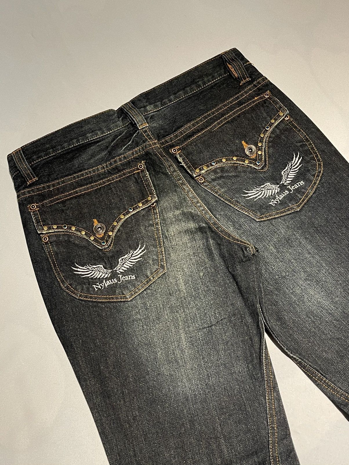 Japanese Brand × Vintage Vintage Nylaus Distressed Denim Lightning Flare Jeans Size US 30 / EU 46 - 6 Thumbnail