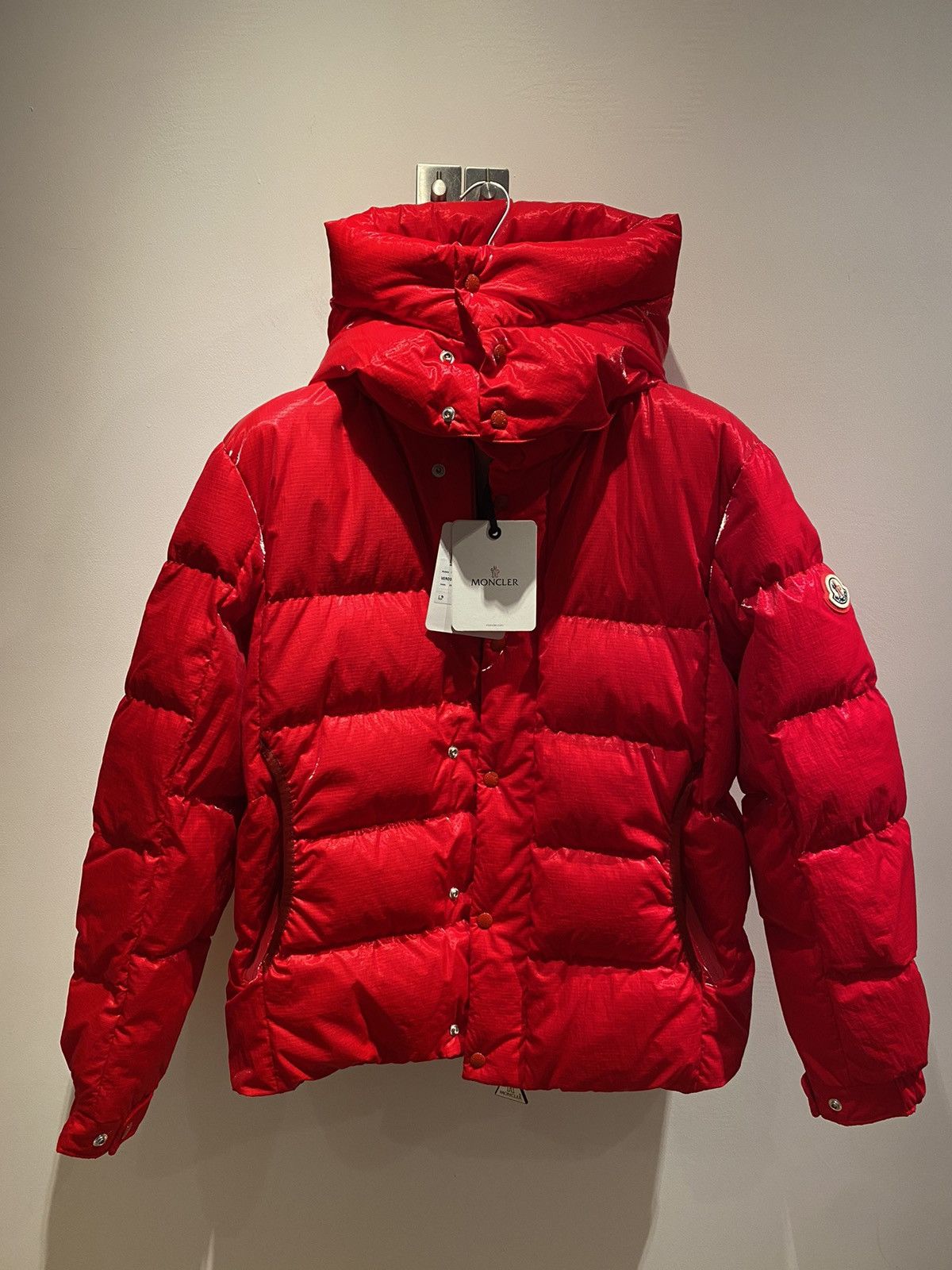image of Moncler Red Verdon Down Jacket Size 2, Men's