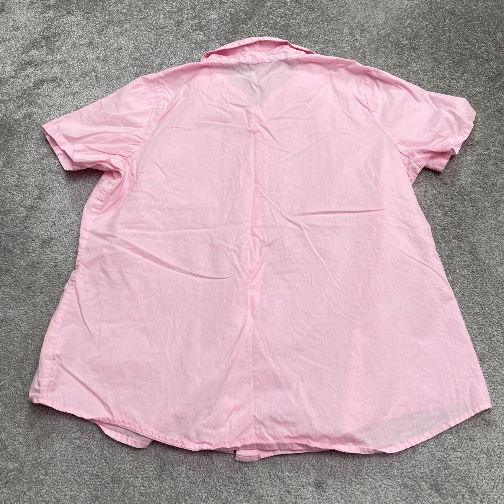 Vintage Woman Within Button-Up Shirt Womens Large Pink Cotton Short Sleeve Casual Top Size L / US 10 / IT 46 - 2 Thumbnail