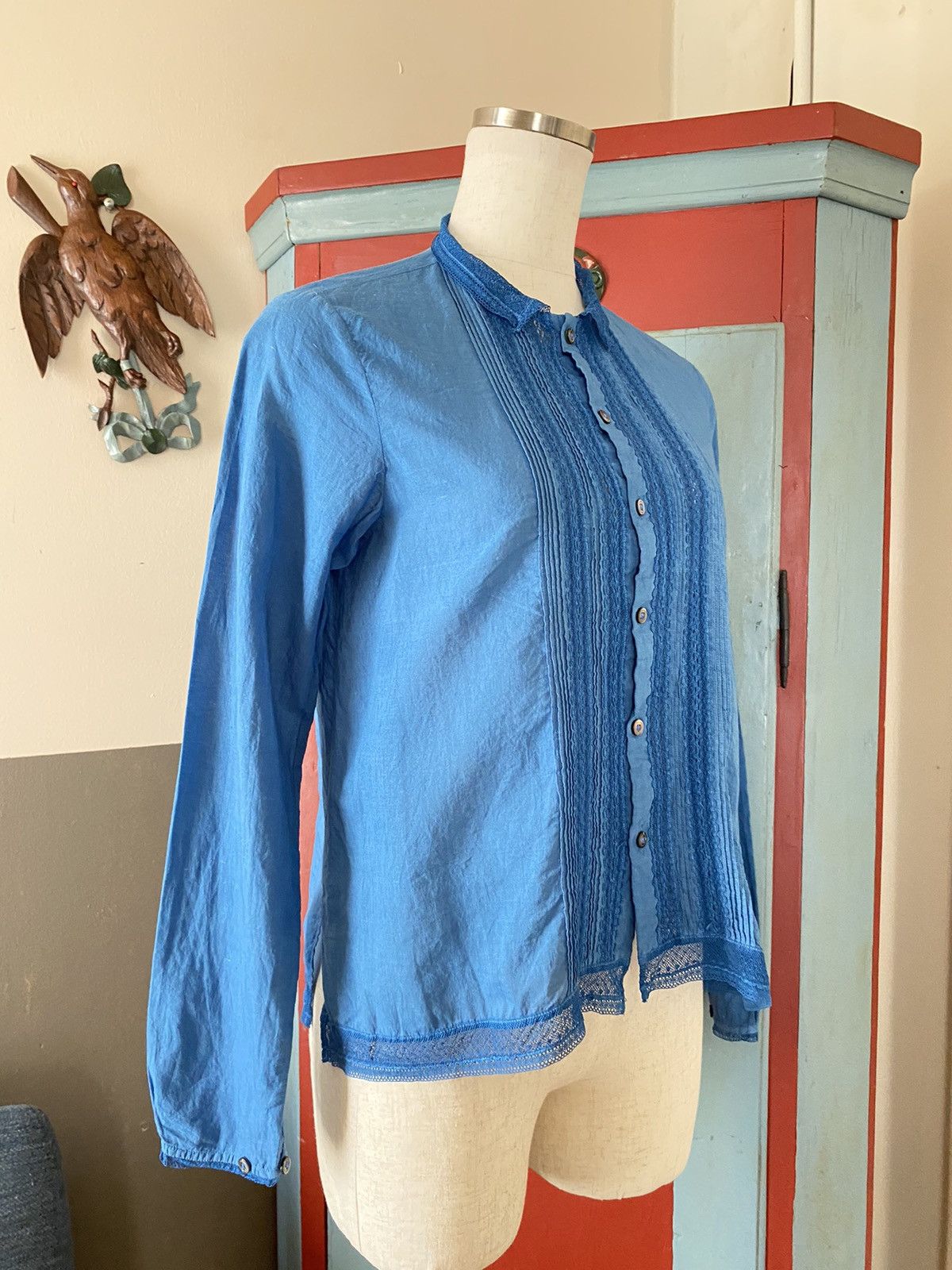 45rpm 45rpm Blue Indigo Embroidered Long-Sleeve Shirt Size XS / US 0-2 / IT 36-38 - 1 Thumbnail