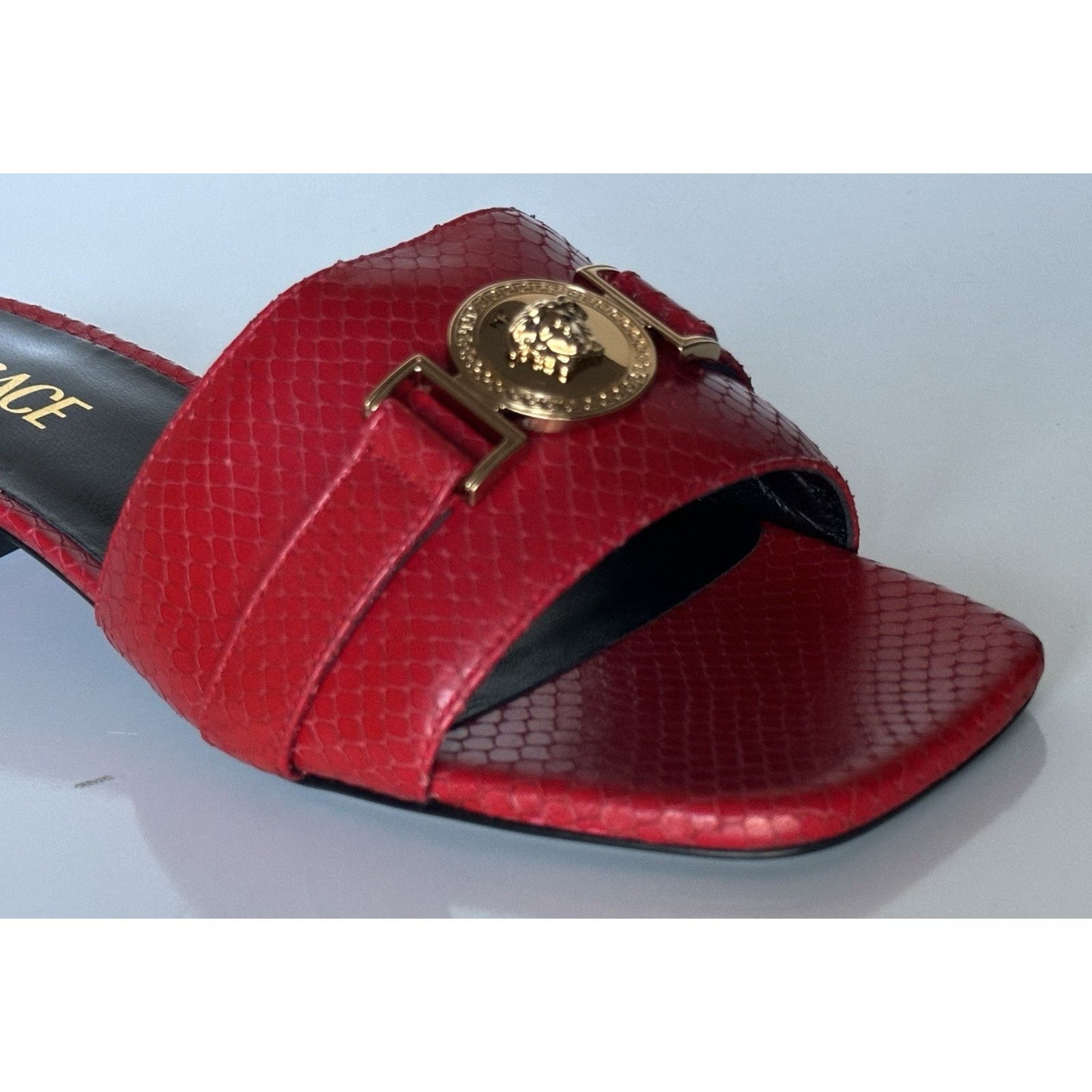 Versace VERSACE Gold Medusa Women's Dark Red Sandals 9 US 1014748 Size US 9 / IT 39 - 6 Thumbnail