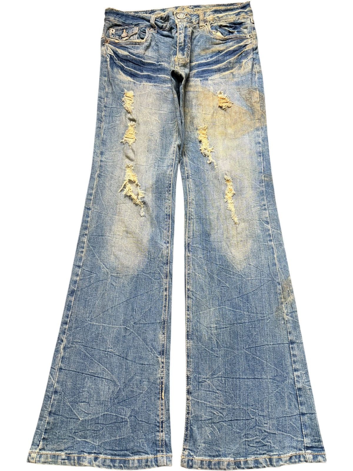 Hysteric Glamour Vintage Japanese Brand Distress Low Rise Flare Jeans Size 28" / US 6 / IT 42 - 1 Thumbnail