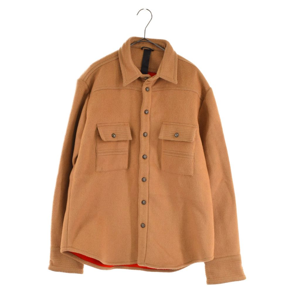 image of Chrome Hearts Bs Flare Button Up Wool Shirt in Brown, Men's (Size Medium)