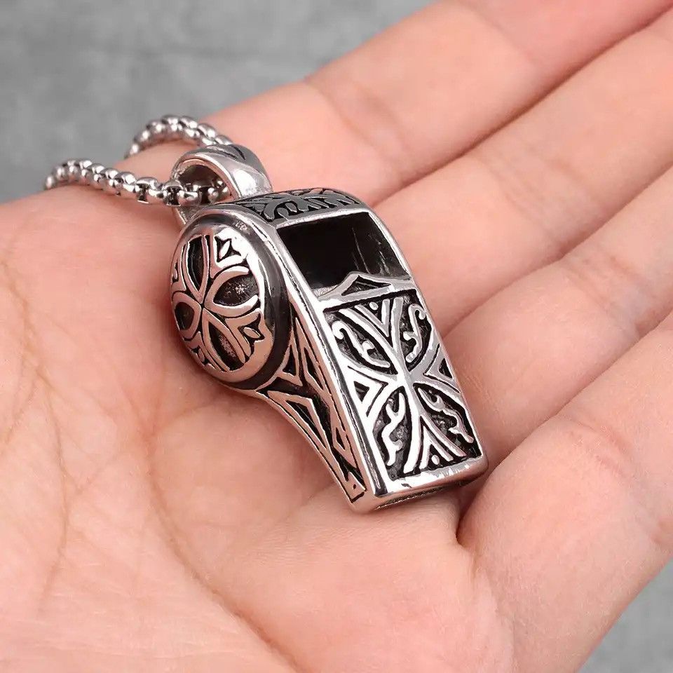 Jewelry × Vintage Whistle Vintage Long Men Necklaces Pendants Chain Punk Size ONE SIZE - 2 Thumbnail