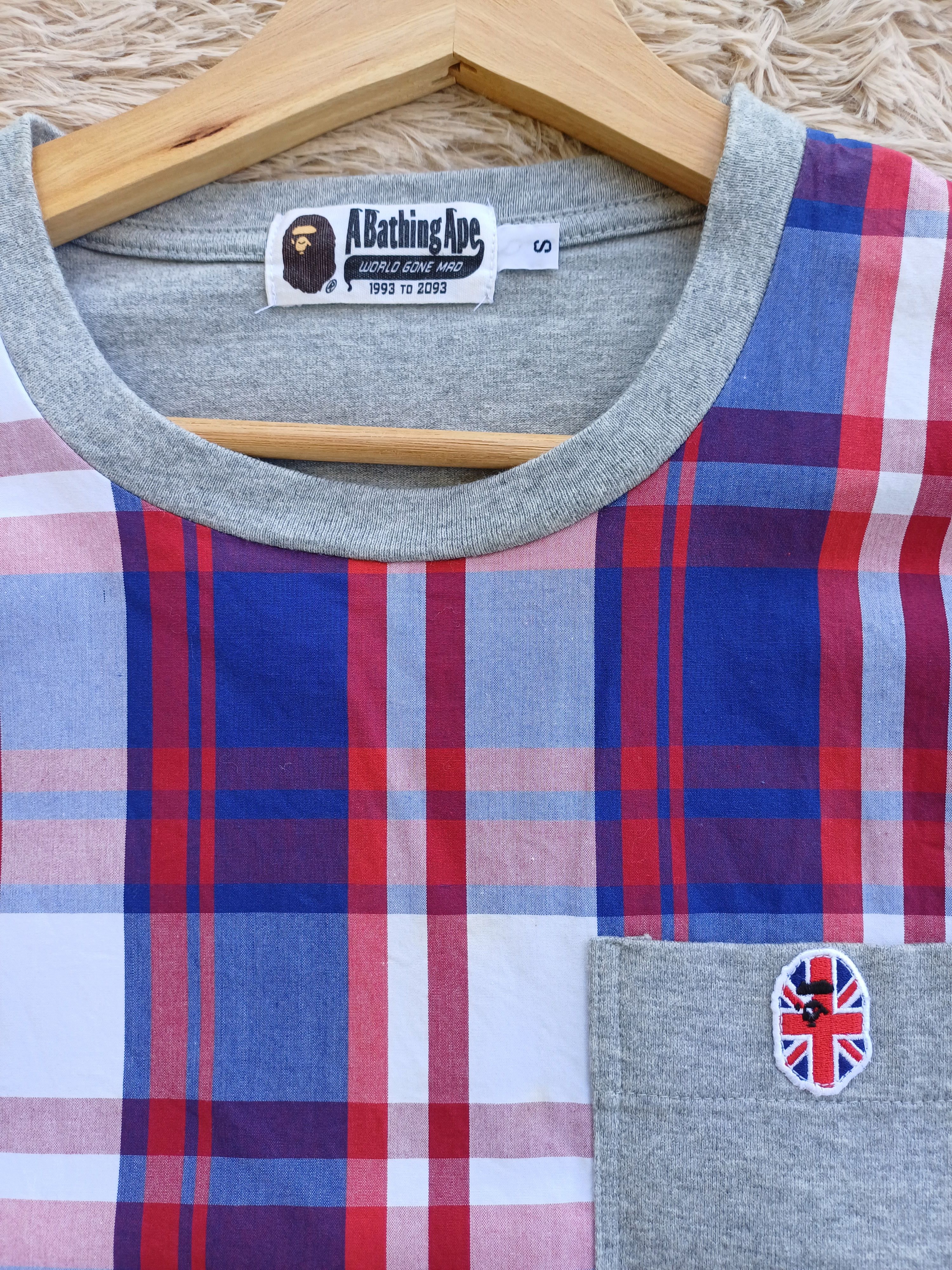 Bape Bape Check Union Jack Pocket Tee Size US S / EU 44-46 / 1 - 6 Thumbnail