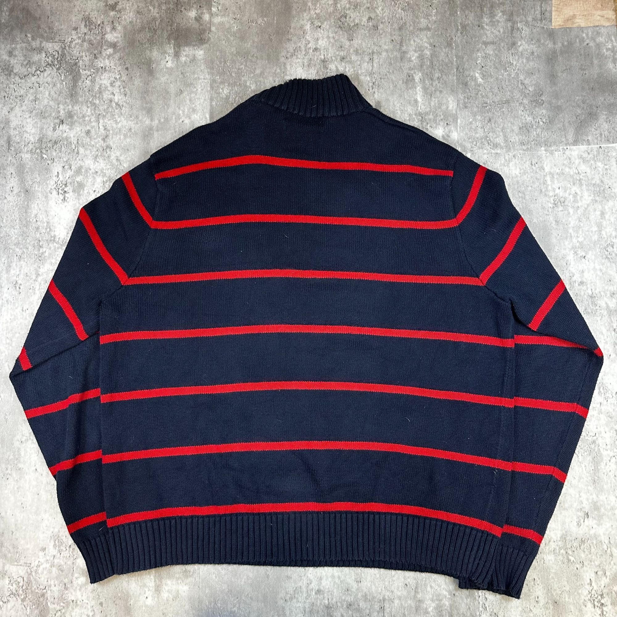 Polo Ralph Lauren Vintage Navy and Red Striped Polo Ralph Lauren Quarter-Zip S Size US XL / EU 56 / 4 - 2 Thumbnail