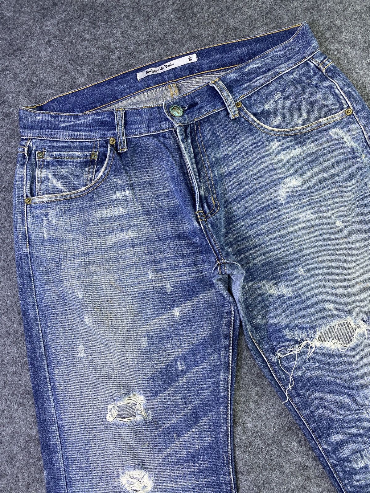 Japanese Brand × Jean Savignac 'de Denim Distressed Blue Wash Jeans - J956 Size US 34 / EU 50 - 14 Thumbnail