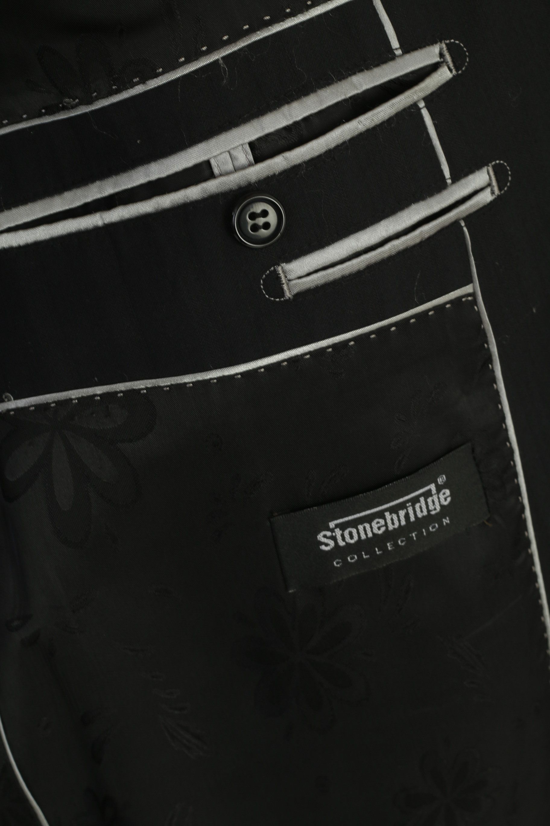 Other Stonebridge Men 50 Blazer Black Striped 9581 Size 50R - 5 Thumbnail