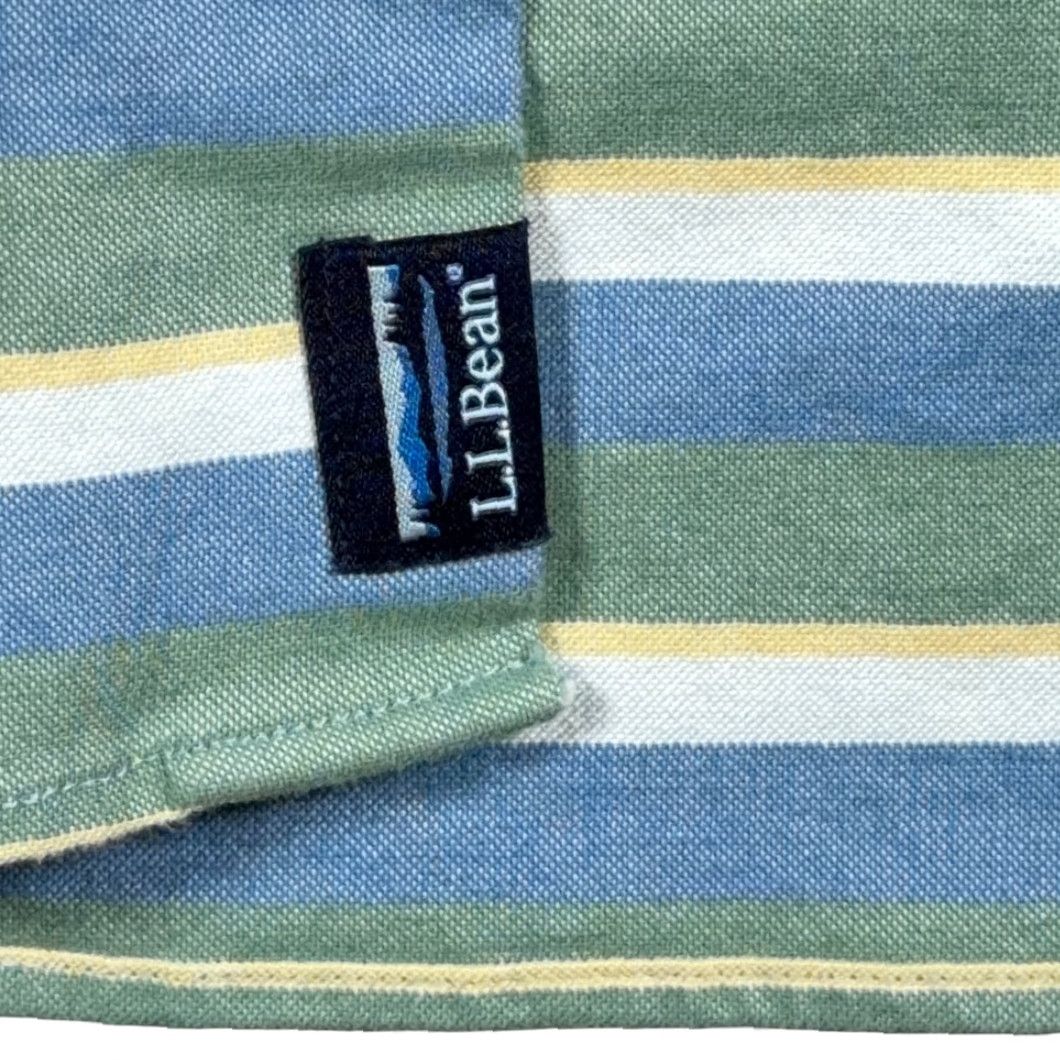 Vintage LL Bean Shirt Adult LARGE Blue Green Yellow Striped Fitted Stretch Outdoor Size US L / EU 52-54 / 3 - 6 Thumbnail