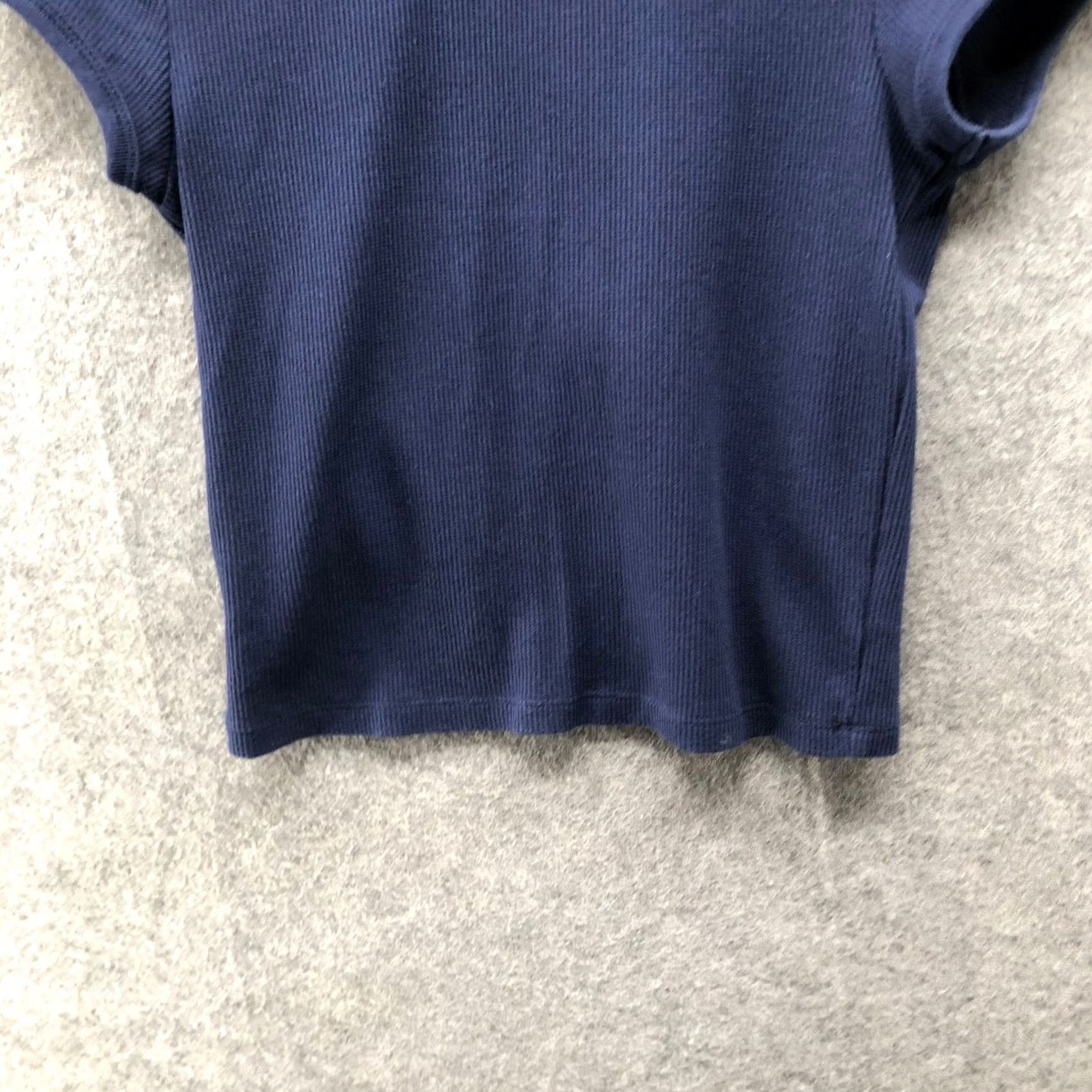 Gap Gap Womens S Navy Blue Waffle Knit Short Sleeve Crewneck Fitted T-Shirt Size S / US 4 / IT 40 - 6 Thumbnail