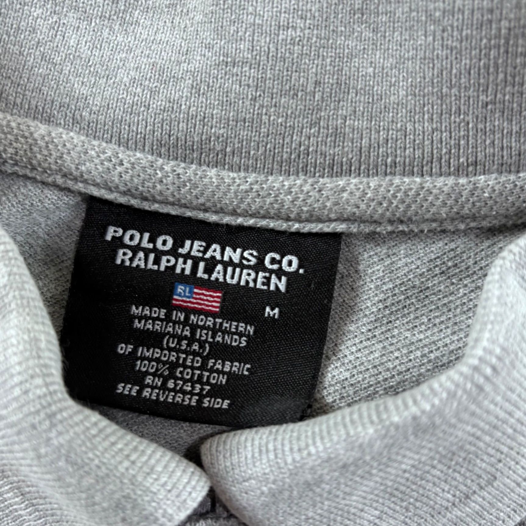 Vintage Vtg Polo Jeans Co Shirt Men M Gray Cotton Embroidered Flag & Collar Size US M / EU 48-50 / 2 - 3 Thumbnail