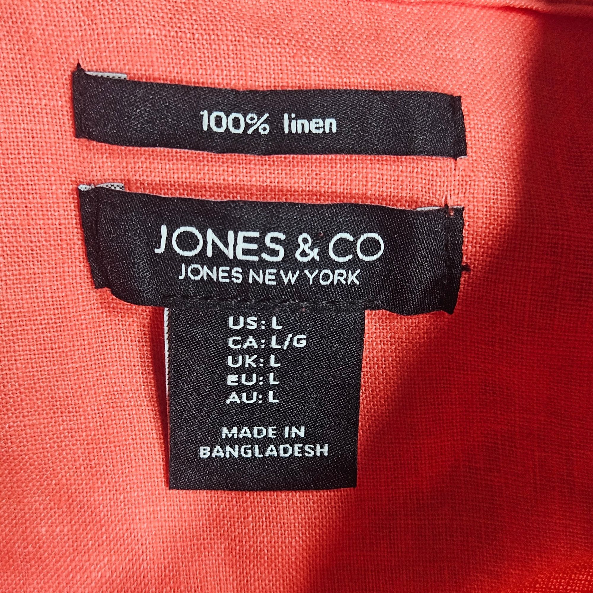 Other Jones & Co Women Coral Linen Jacket M Vacation Core Coastal Size L / US 10 / IT 46 - 3 Thumbnail
