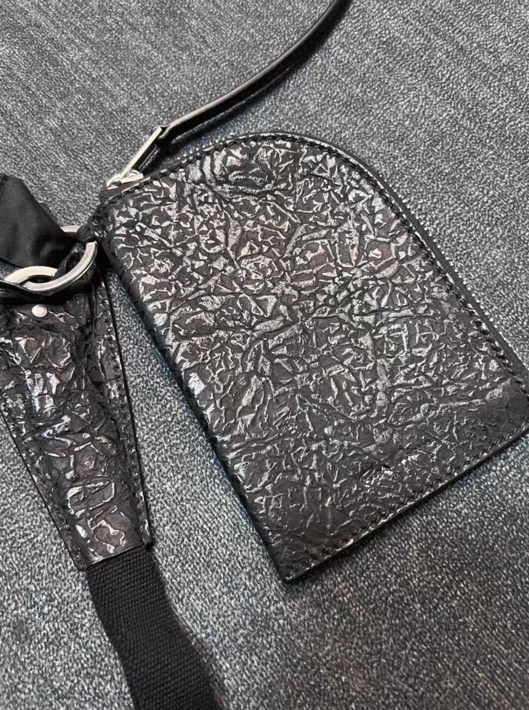 Rick Owens Rick Owens mainline embossed cowhide streamer card holder-2 Size ONE SIZE - 2 Thumbnail