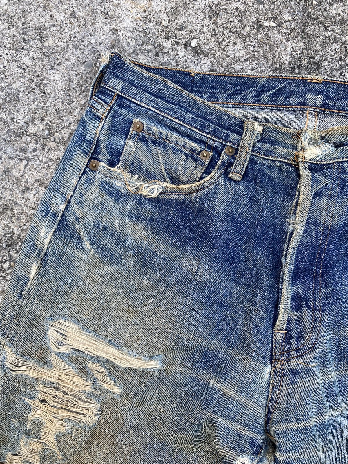 Denime Denime Japan Thrashed Distressed Selvedge Denim Size US 30 / EU 46 - 11 Thumbnail