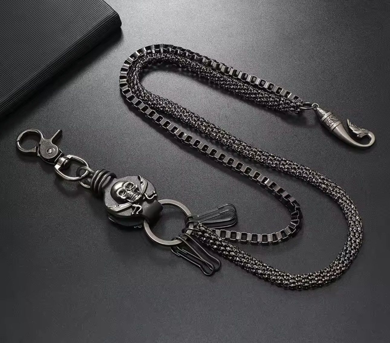 Jewelry Punk Goth Grunge Skull Orange Leather Wallet Chain Size ONE SIZE - 1 Thumbnail