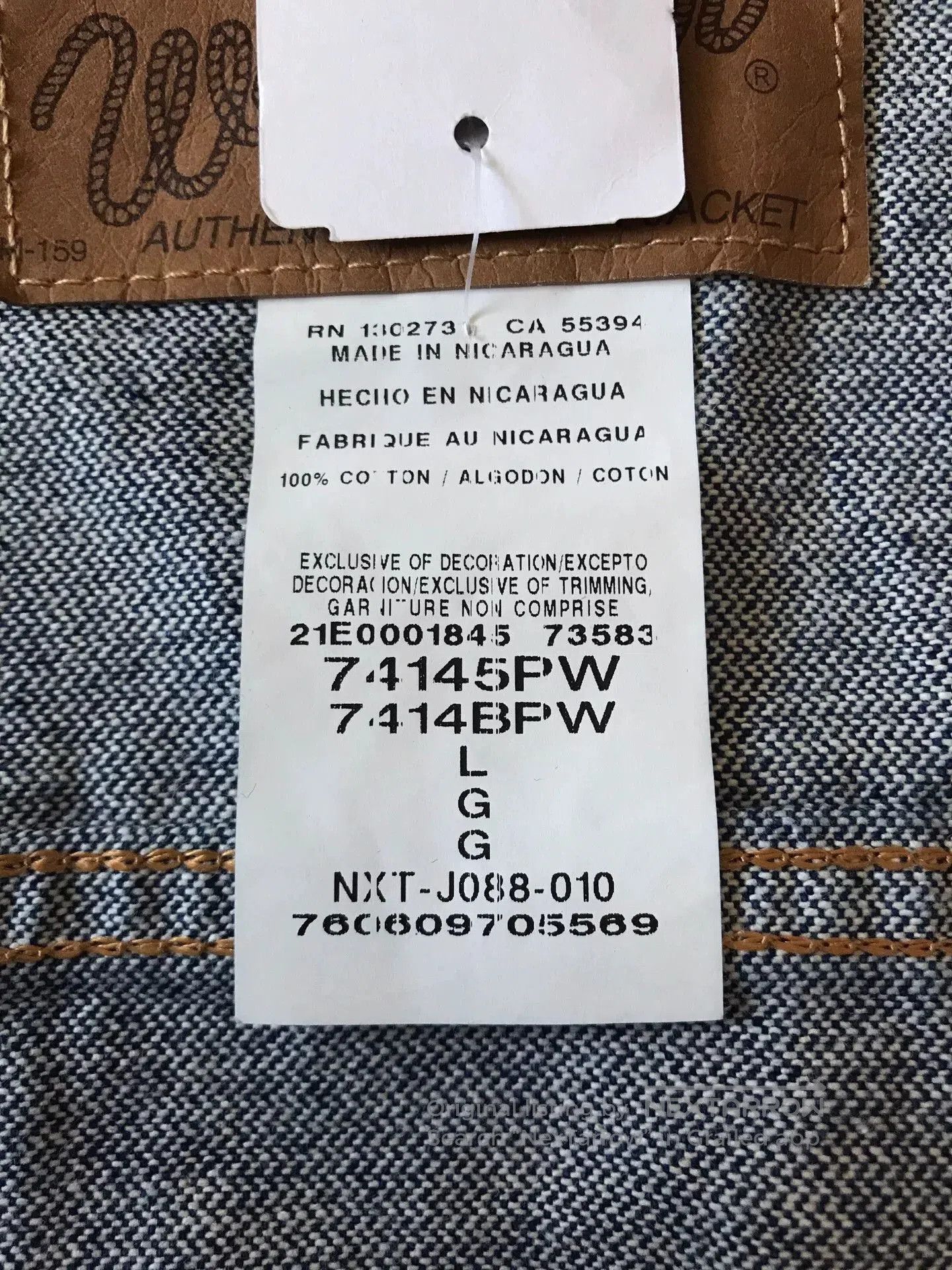 Wrangler Wrangler 74145PW Denim Jacket. Size US L / EU 52-54 / 3 - 9 Thumbnail