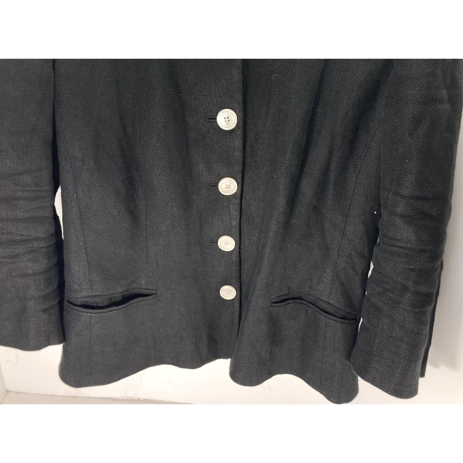 Ralph Lauren Lauren Ralph Lauren Linen Jacket Blazer Women Sz Medium Black Button Band Collar Size M / US 6-8 / IT 42-44 - 3 Thumbnail