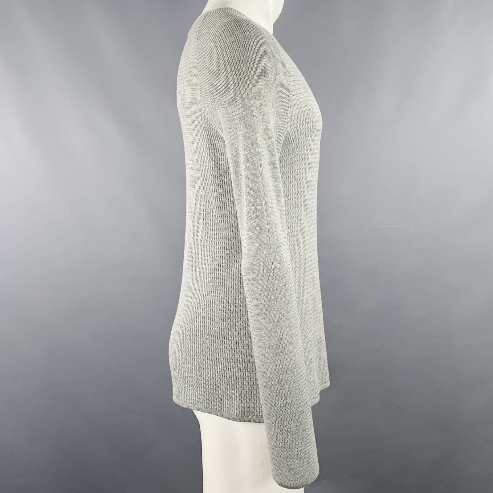Emporio Armani EMPORIO ARMANI Size 38 Grey Waffle Knit Scoop Neck Pullover Size US S / EU 44-46 / 1 - 3 Thumbnail