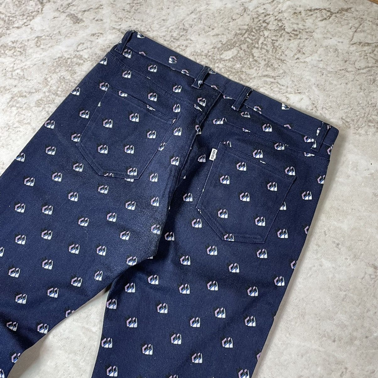 Kenzo Kenzo Paris Monogram Geometric Print Slim Fit Denim Pants Size US 33 - 14 Thumbnail