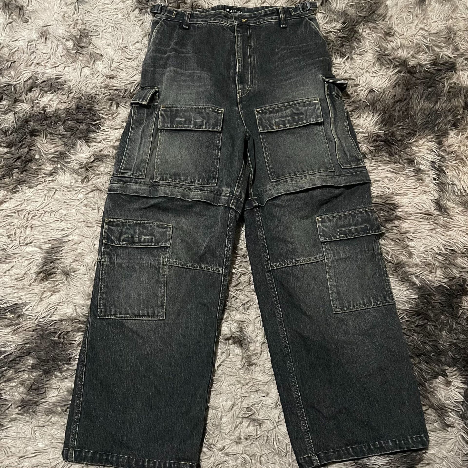 balenciaga cargo denim pants size m