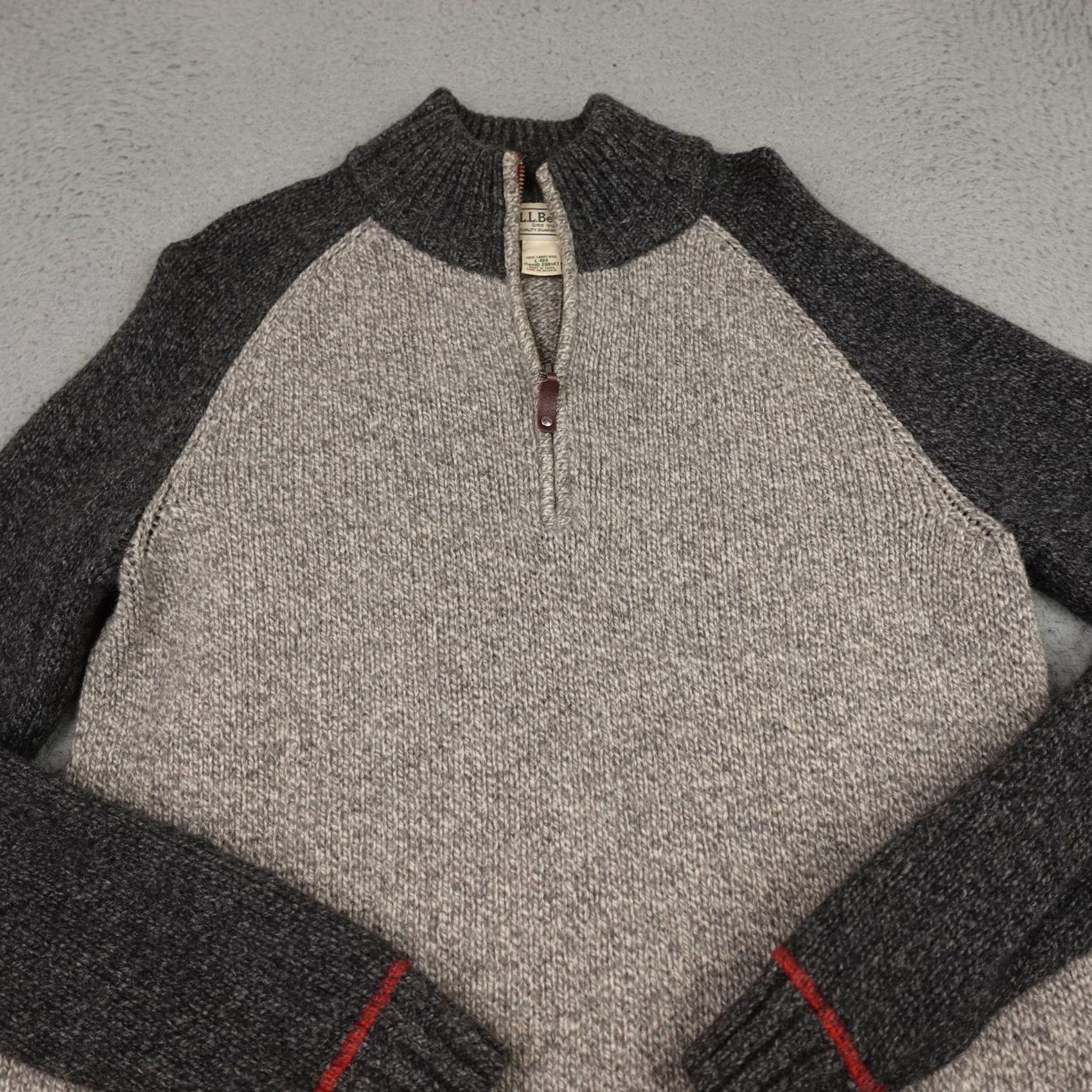 Vintage LL Bean Mens Large Gray Wool Sweater Half Zip Pullover Raglan Sleeves Outdoor Size US L / EU 52-54 / 3 - 3 Thumbnail