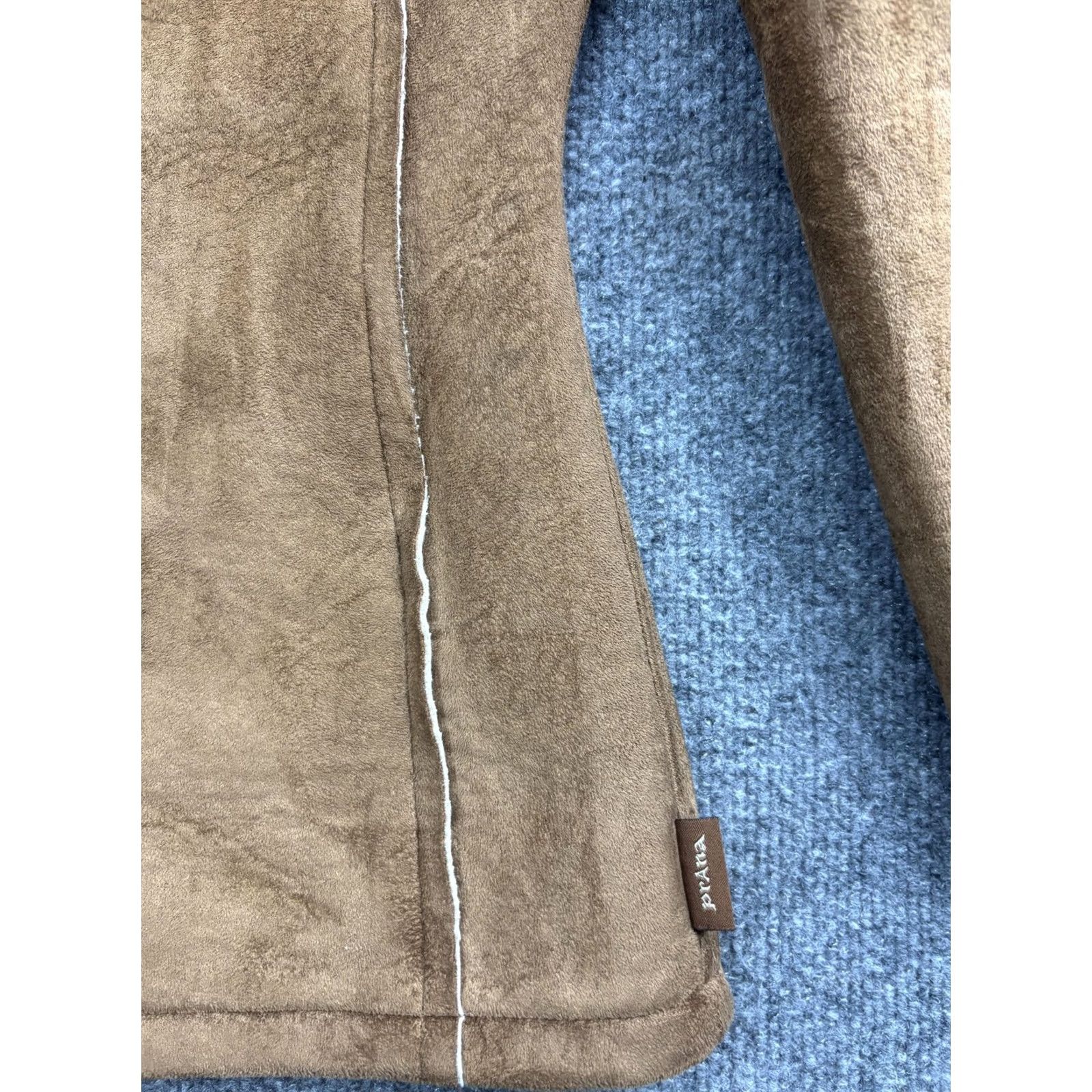 Prana VNTG PrAna Jacket Womens Large Brown Faux Suede Sherpa Fleece Lined Zip Pockets Size L / US 10 / IT 46 - 6 Thumbnail