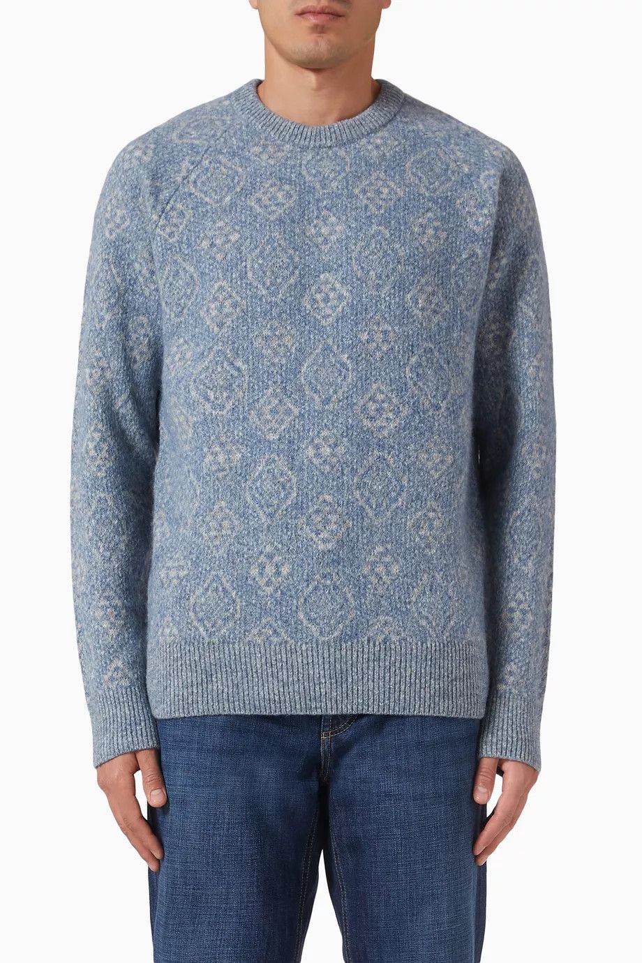 Brunello Cucinelli o1y0526 Crewneck Sweater in Slate Blue/White Size US M / EU 48-50 / 2 - 1 Thumbnail