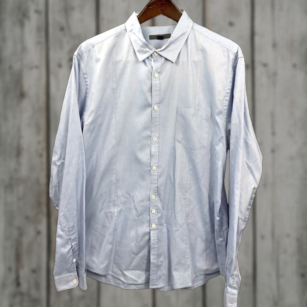 John Varvatos John Varvatos Shirt Mens XL Blue Multi Chambray Collared Button-Up Slim Fit Paisley Button-Down Shirt XL Mens Blue Chambray Slim Fit Varvatos Size US XL / EU 56 / 4 - 1 Thumbnail