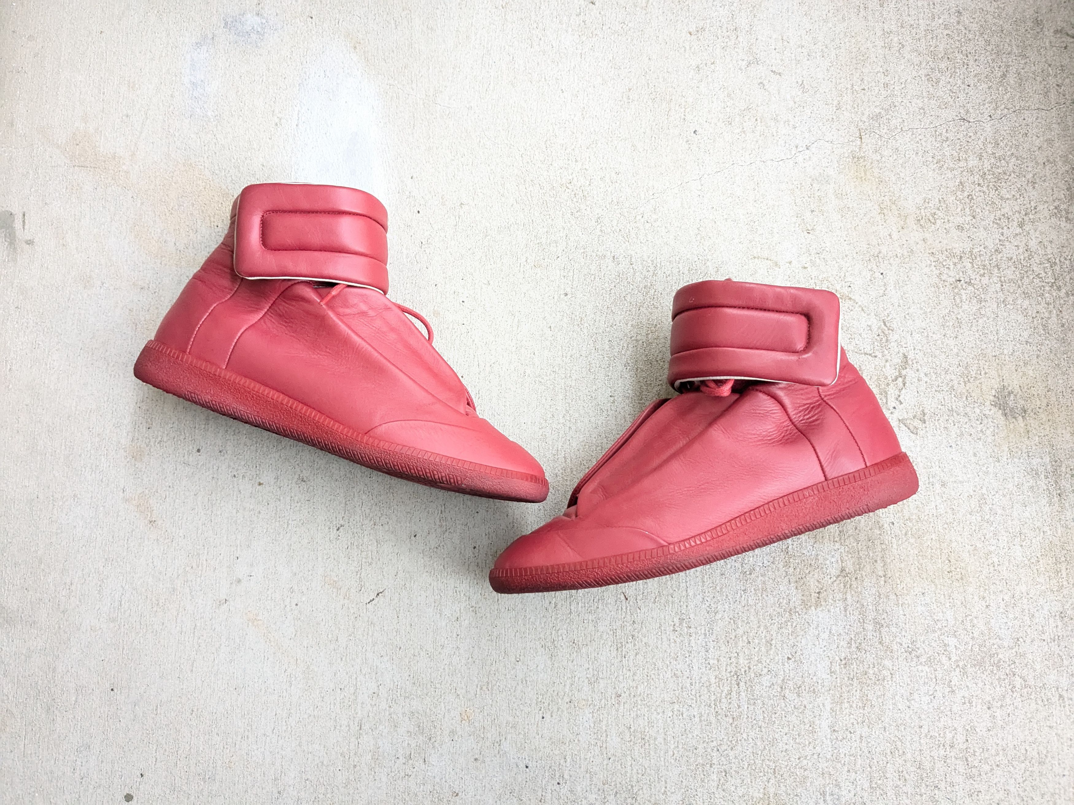 Maison Margiela Future Red 9 42 Leather High Tops Shoes, Men's