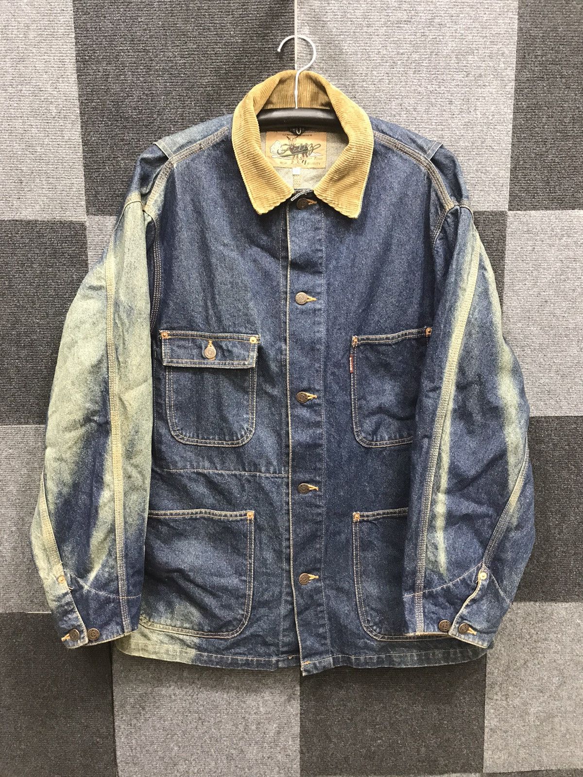 Japanese Brand FITTZ Sunfaded Denim Chore Jacket Size US M / EU 48-50 / 2 - 1 Thumbnail
