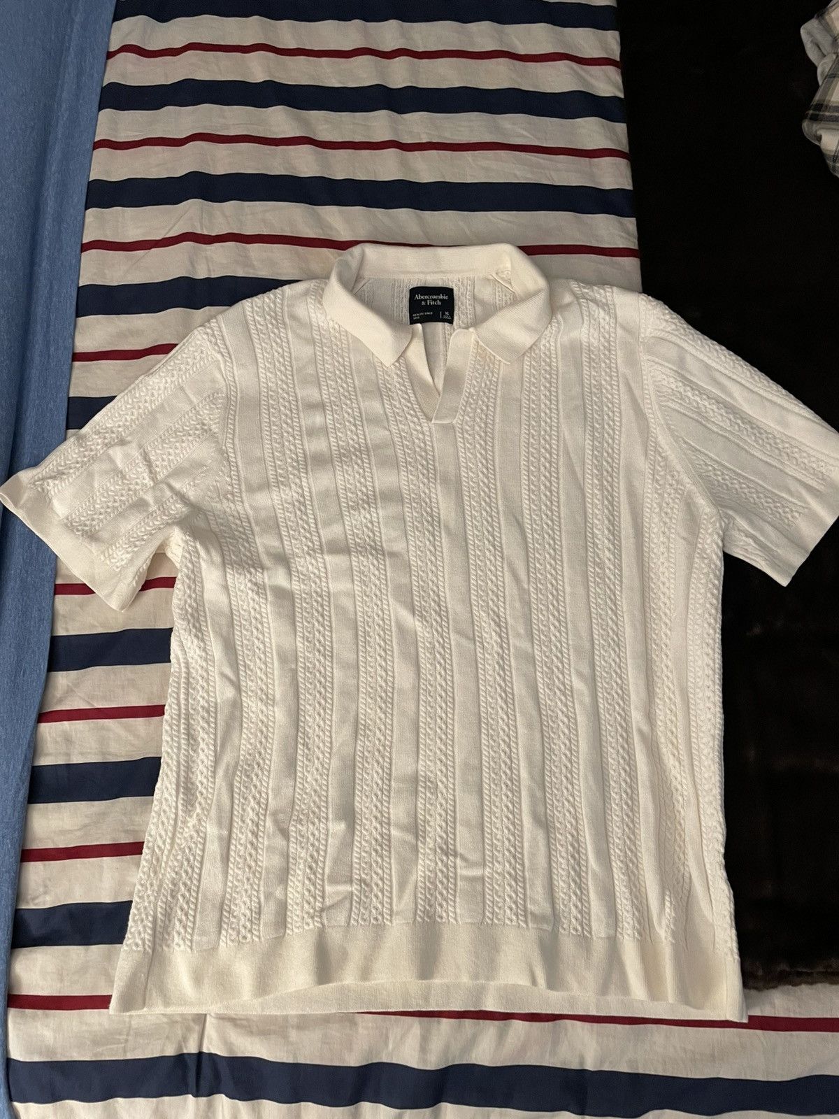 Abercrombie & Fitch Cable stitch Johnny collar sweater Size US XL / EU 56 / 4 - 1 Thumbnail