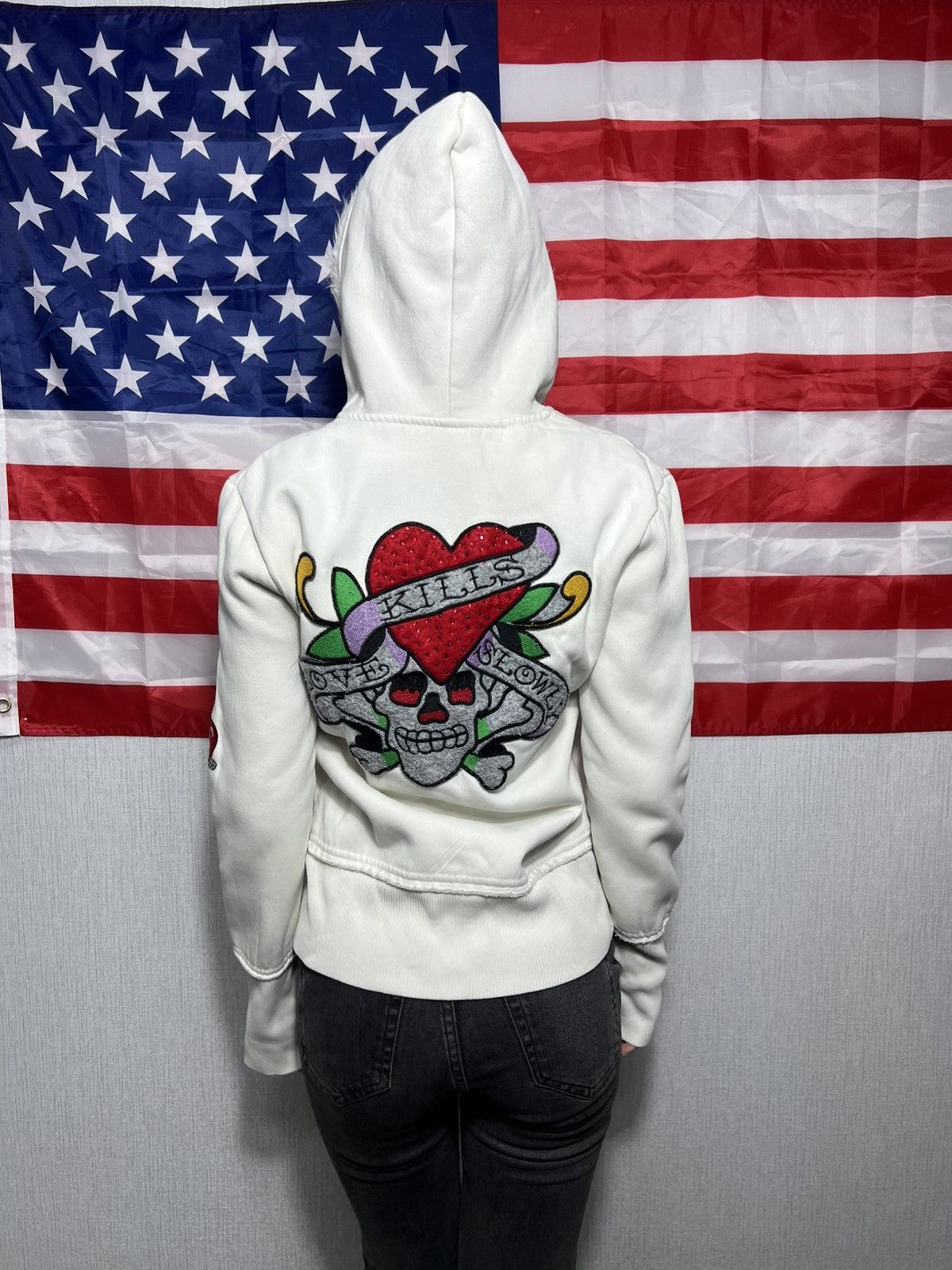 Ed Hardy Crazy Vintage Ed Hardy Faux Fur Zip Cristian Audigier 00s Size M / US 6-8 / IT 42-44 - 3 Thumbnail