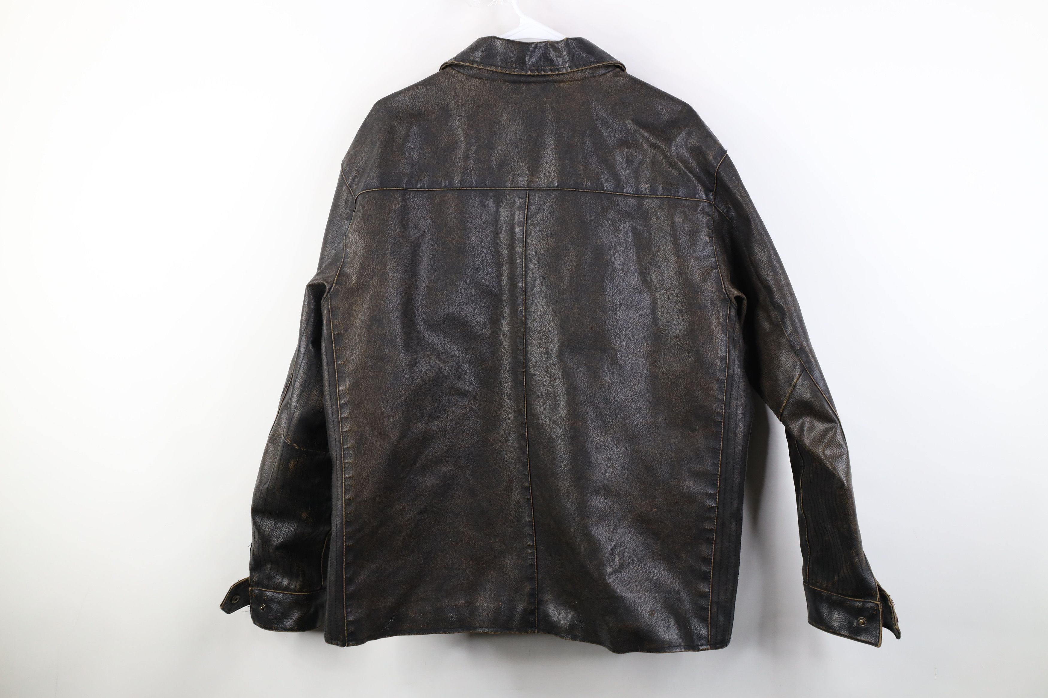Vintage Vintage 90s Streetwear Quilted Faux Leather Jacket Brown Size US L / EU 52-54 / 3 - 14 Thumbnail