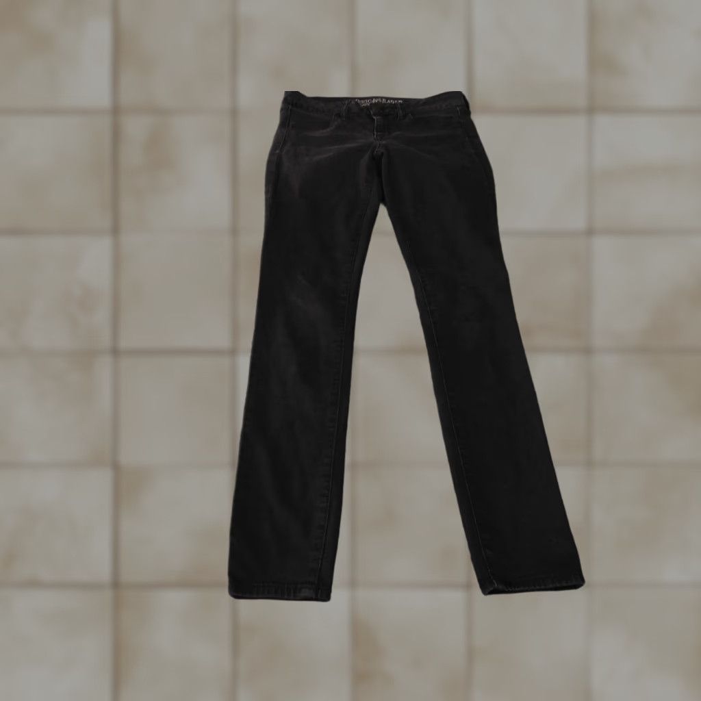 Vintage American Eagle Jeans Womens Size 28 Black Skinny Stretch Denim High Rise Classic Skinny Fit? (Oops) Size 27" / US 4 / IT 40 - 1 Thumbnail